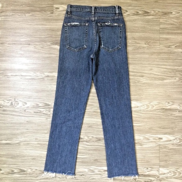 REFORMATION HIGH RISE JEANS SIZE 24 STRAIGHT LEG CROPPED RAW HEM STRETCH - Picture 10 of 10
